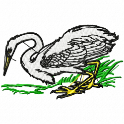 Egret Embroidery Design 6 Egret Embroidery Design 6